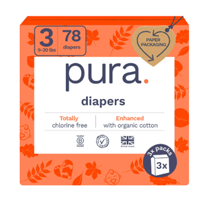 Pura Sensitive Soft Sustainable Diapers Size 3, 78 Count