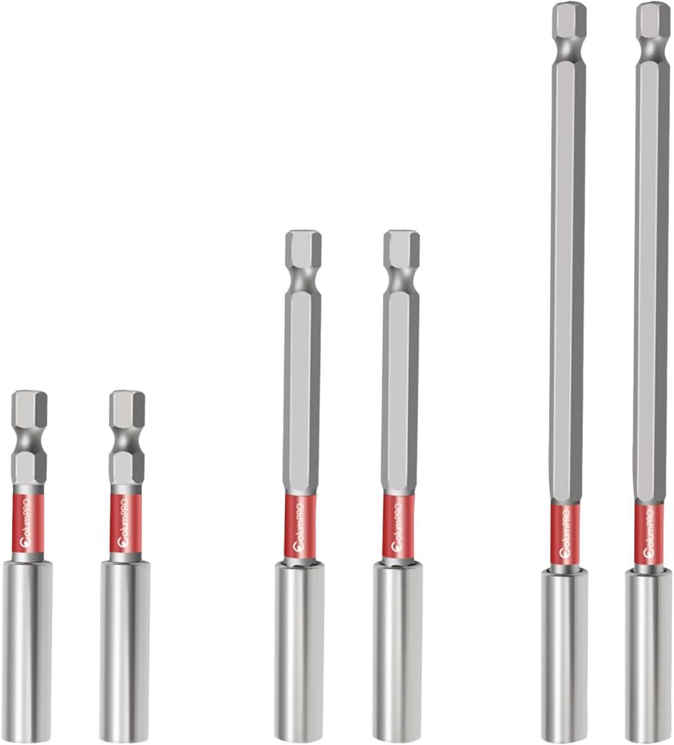 6PCS Magnetic Impact Bit Holder,1/4" Hex Shank S2 Steel Magnetic Drill Bit Extension Holder,Straight Without Bending Screwdriver Bit Extender, 2.6", 4", 6" Extensions