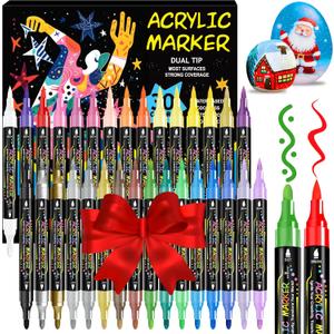 2 x WINSONS 30 Colors Dual Tip Acrylic Paint Markers Pens- Premium Acrylic Paint Markers, Brush & Round Tips, Quick-Drying - for Rock, Canvas, Ceramic, Wood (30 Colors)