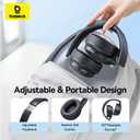 Baseus Bass BH1 Lite Bluetooth Headphones Over Ear, SuperBass, 80H Playtime,AI ENC Clear Calls, Comfortable Fit, Smart App Control, Bluetooth 6.0, Foldable Lightwight Headset for Travel -Inky Black