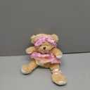 Riverwar Teddy Bear Stuffed Animal,Small Soft Plush Toy in Dress with Cute Headband, Cuddly Gift for Babies, Boys, Girls on Christmas or Valentine's Day (Pink Rose Skirt)