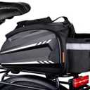 Bike Rack Bag EVA Waterproof Bike Pannier Bag 10L Bicycle Rear Rack Bag Seat Bag With Shoulder Strap & Rain Cover For Cycling Travel Commute, Black, LBB422G01