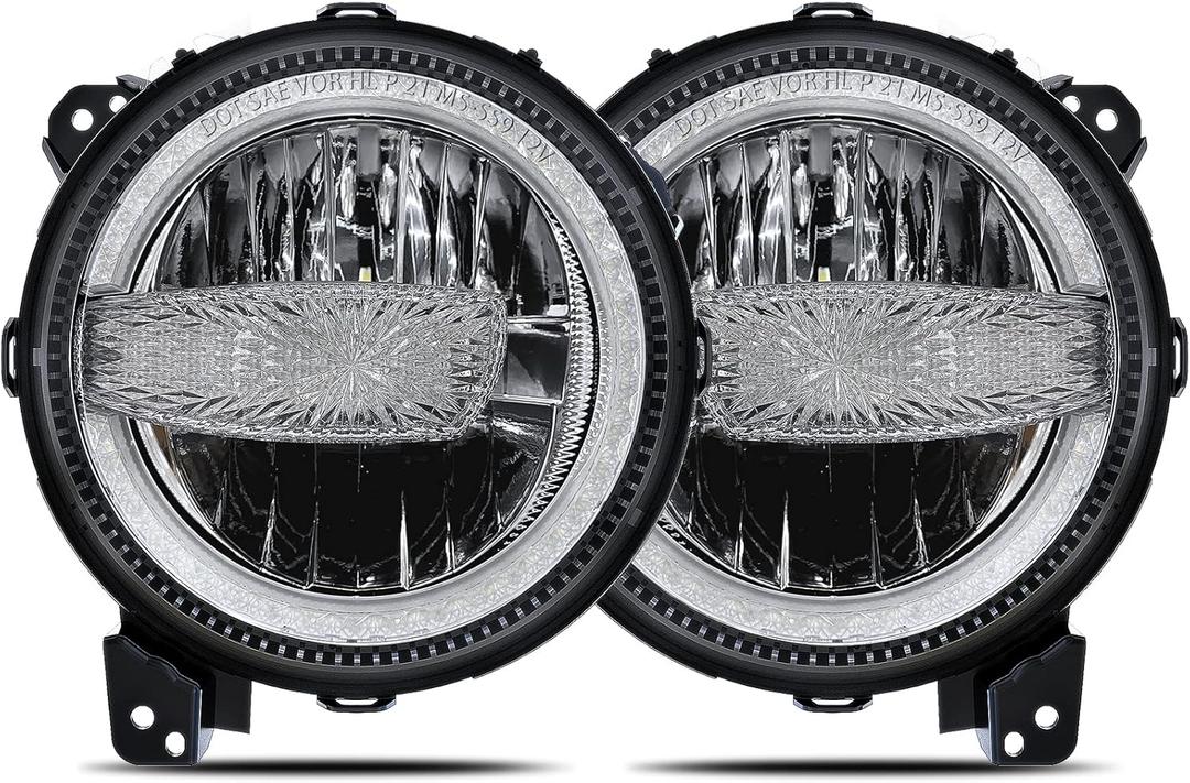 BICYACO 9 Inch LED Headlights with DRL, 120W Headlamps Replacement Compatible with Jeep Wrangler JL JLU Gladiator JT SUV, Black (9 Inches LED Headlight with DRL for JL JLU JT)