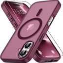 for iPhone 17 Case, Compatible with MagSafe, Magnetic Translucent Matte Slim Protective Cover with 1 Screen Protector - Military-Grade Drop Protection (Wine Red)