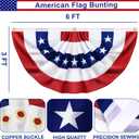 4 Pack 3x6 Ft American Pleated Fan Flags, Patriotic USA Bunting Banner for Outside, Red White and Blue Half Fan Flag Decor for 4th of July, Independence Day, Memorial Day Decorations Outdoor