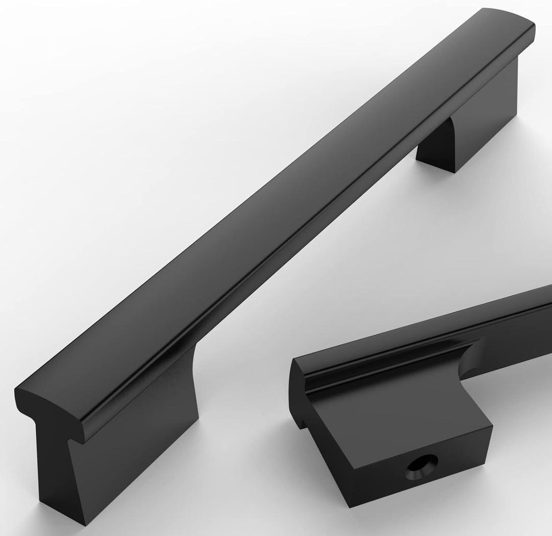 Asidrama 10 Pack 5 Inch(128mm) Matte Black Cabinet Pulls Kitchen Cabinet Handles Black Cabinet Pulls Cabinet Hardware for Cupboard Drawer