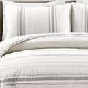 Lush Decor Farmhouse Stripe Reversible Cotton Quilt California King Size 3 Piece Set Gray - Farmhouse Bedding Set - Cal King Quilt - Striped Bedding