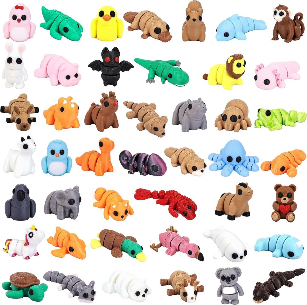 45 pcs Animal Figurines, 3D Printed Animals, Articulated Goodie Bag Stuffers, Party Favors, Classroom Rewards, Students Carnival Prizes, Office Desk Pets, Gift for Boys and Girls
