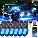 12Pods Metal RGB LED Rock Lights with Bluetooth APP/RF Remote Control, 288LED Multicolor Underglow Lights Kit with Dual Zone Music Mode 12V Underbody Light Waterproof for Trucks Jeep Golf Cart Pickup