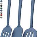 Coukre 3 Pack Silicone Spatula Set, High Heat Resistant, BPA-Free, Fish Spatula, Solid & Slotted Turner for Non-Stick Pans, Flipping Eggs, Pancakes, Fish, Burgers (3, PureDarkBlue)
