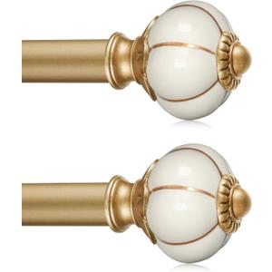 2 Pack Ceramic Curtain Rods for Windows 18 to 55 Inch 1 Inch Adjustable