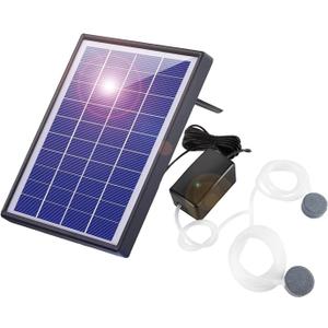 Andoer Pond Oxygenator Solar Powered 6W Solar Oxygen Pump Fish Tank Oxygenator Aquarium Oxygen Aerator Air Pump Fishing Aerator with Pipe 2 Air Bubble Stones for Garden Fish Tank Outdoor Pool Pond