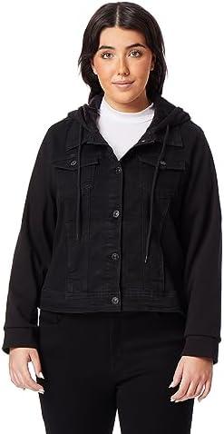 WallFlower Women's Dreamer Denim Jackets Juniors (S, Black)