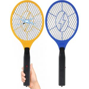 2 Pack Electric Fly Swatter (Yellow & Blue), High-Voltage Bug Zapper with Safety Mesh, Indoor/Outdoor Mosquito Killer, Battery Powered Pest Control, AA Batteries Required (Not Included)