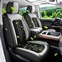4-Season Ice Silk & Leather Truck Seat Covers - Fit Chevy Silverado 1500 2500HD 3500HD (2007-2026) -5 Full Set Black&Gray, Not Cold in Winter, Breathable Non-Slip Automotive Seat Cushion Protector