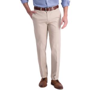 Haggar Men's Iron Free Premium Khaki Straight Fit Flat Front Pants (Beige, 32x34)