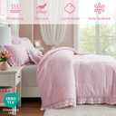Intelligent Design Rowena Full Comforter Set Blush Pink Gingham Ruffled Bedding, Vintage Farmhouse Style, Reversible All Season 4-Piece Bedding Set, Full/Queen, Gift for Her