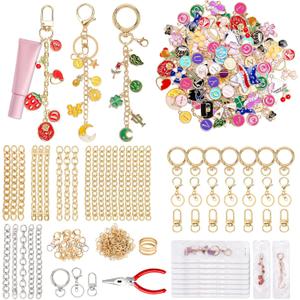 533 Pcs Charms Lip Gloss Keychain Making Kit,Including Key Clips, Lobster Claw Keychains, Extension Chains, Jewelry Pliers, and Bag Charm kit, Suitable for Jewelry Making,Christmas gift for women