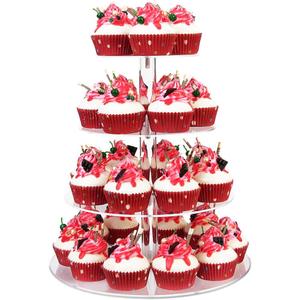 YestBuy 4 Tier Cupcake Stand, Acrylic Cupcake Tower Stand, Premium Cupcake Holder, Clear Cupcake Display Tree Tower Stand For 38 cupcakes, Display for Pastry Wedding Birthday Party
