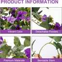 Artificial Fake Flowers Plants for Outdoor, 2PCS Faux Morning Glory Look Real Silk Flowers for Outside, Faux Petunias Flower UV Resistant No Fade Floral for Home Garden Balcony Yard Porch Decor (Purple White)