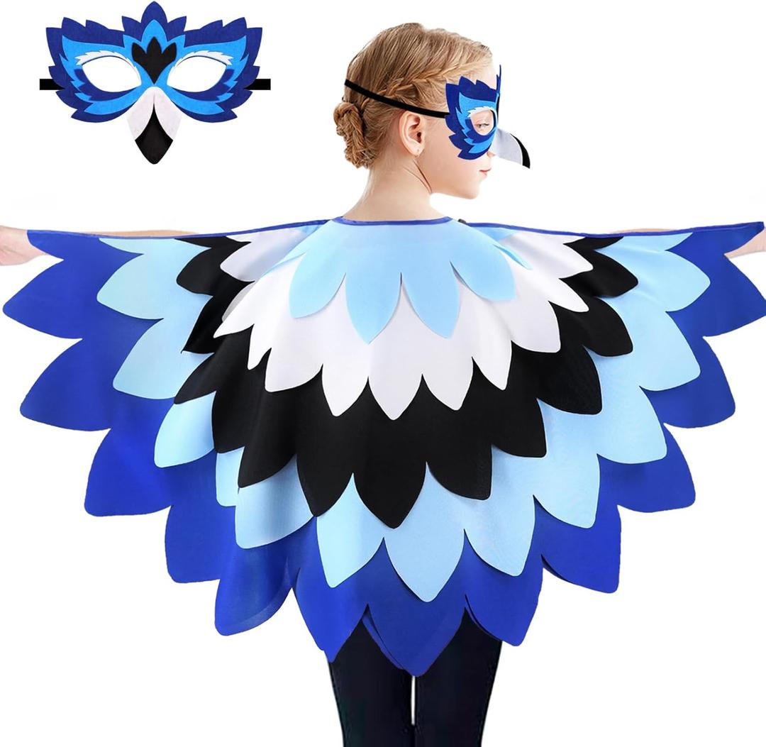 iROLEWIN Bird-Costume for Kids 3D Bird Mask Eagle-Parrot Wings Costume as Boys Girls Animal Dress-up Christmas Party Gifts