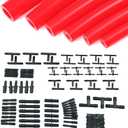 Ucreative Silicone Vacuum Hose Kit 6PCS 5FT Tubing (1/8" to 3/8") + 113PCS Nylon Connectors High Performance Automotive Replacement (Red)