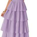 ZESICA Womens Summer Boho Strapless Maxi Dress 2025 Casual Sleeveless Off Shoulder Smocked Tiered Beach Long Sundress (Medium, Purple)