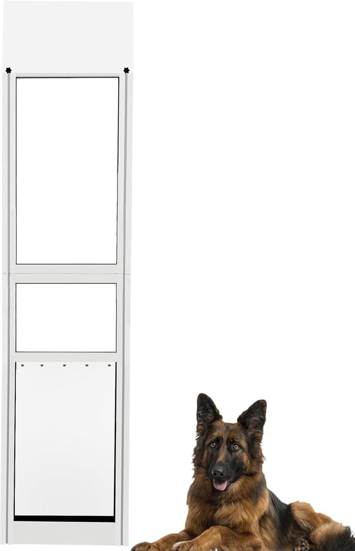 XL Dog Door for Sliding Glass Door, Adjustable Height 79.92"-85.83", No-Cut Easy Installation, Magnetic Closing Curtain，Ideal for Renters