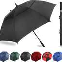 Automatic Open Extra Large Golf Umbrella Windproof Heavy Duty Large Umbrellas for Rain, Oversize Double Canopy Vented Stick Umbrellas for Golf and Outdoor Sports (68 Inch, Black)
