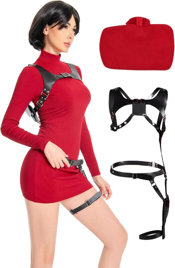 Women Cosplay Dress Outfit Agent Womens Game Costume Police officer Slim Fit Knitted Sweater, Larg