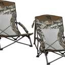 TR Low Camping Chair,Low Lawn Chairs for Concerts Lightweight Heavy Duty,Low Chair with Carry Bag for Outdoor Camping Travel Turkey Hunting (Camo1-2pack)