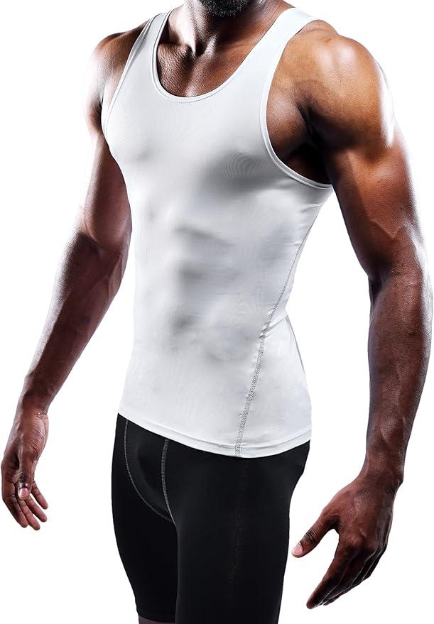 NELEUS Men's 2 Pack Athletic Compression Under Base Layer Sport Tank Top, XL