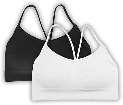 Girls Training Bra Camisole Ribbed Crop Bra Spaghetti Strap Ages 8-14 | Soft nylon spandex girls first bra with adjustable spaghetti straps for dance, school, sports, layering and everyday comfort. (20 - 22)