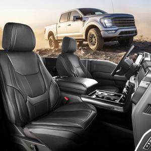 Coverland Custom Car Seat Covers Compatible with Tacoma, F150, F250, F350, Ram 1500, Silverado 1500 - Premium Fax Leather Non-Slip Waterproof Interior Front Seat-Black [Size A10]