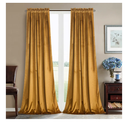 Roslynwood Mustard Velvet Curtains for Bedroom, Blackout Room Darkening Thermal Insulated Window Curtain Drapes for Living Room/Office/Apartment/Bathroom, W52 x L84, 2 Panels/Rod Pocket