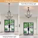 5-Light Black Farmhouse Chandelier, Adjustable Height Industrial Candle Pendant Light Fixture, Vintage Ceiling Lamp for Dining Room, Living Room, Bedroom, Foyer, Kitchen Island