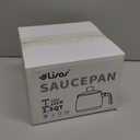 2.5 Quart Non-stick Ceramic Sauce Pan with Lid, Small Milk Pots for Cooking with Pour Spout, Aluminum stock Pot Wood Handle for kitchen, PFAS-Free, White