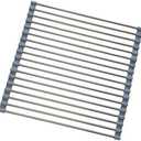 D DrNeeko Roll Up Dish Drying Rack, Stainless Steel and Silicone Dish Drying Mat Over The Sink Foldable Drain Rack Multipurpose Dish Drainer for Kitchen, 14.5” x 14”, Gray