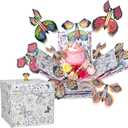 ELDGREON Explosion Gift Box, Flying Butterfly Surprise Gifts Box, DIY White Included Butterfly Kit and Faux Rose Head for Birthday, Mothers Day Gifts & Fathers Day Gift, Weddings, Anniversaries