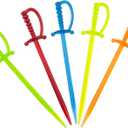 100PCS 3.3 Inch Plastic Sword Toothpicks Picks for Appetizers, Fruit Fork Cocktail Sticks Disposable, Cocktail Sticks and Cocktail Picks for Drinks,Multicolor