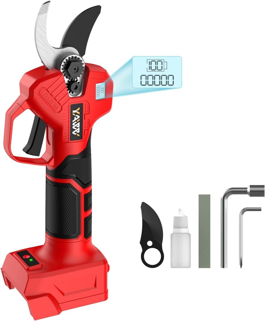 Brushless Electric Pruning Shears for Makita 18V Battery, Portable Cordless Pruning Shears with LCD DisplaySK5 Blades, Adjustable Cutting Diameter 0.8-1.2 Inch for Gardening Tree Pruning(NO Battery)