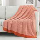 Carriediosa Heather Throw Blanket 50" X 60", 400GSM Ultra Soft Microfiber Fuzzy Fluffy Reversible Knitted Blankets Cozy Plush Lightweight and Warm Fall Throws for Couch, Bed, Sofa, Rust