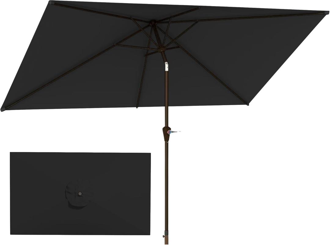 6.5'x10' Rectangular Patio Outdoor Umbrella,Large Coverage with Push-Button Tilt & UV Protection,Sturdy Ribs for Deck,Lawn,Pool,Backyard
