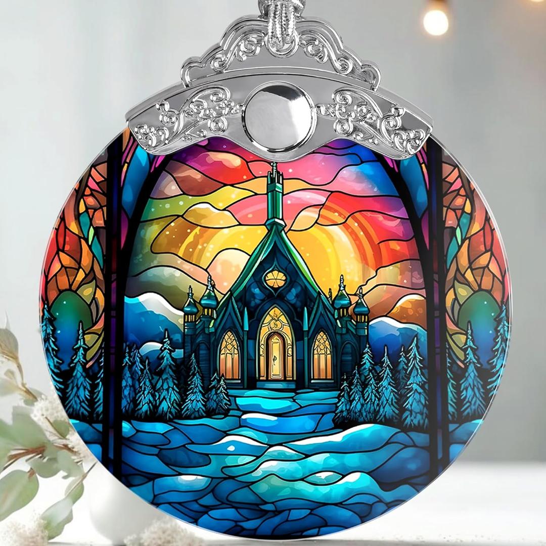 Stained Glass Christmas Ornament, Jocidea Christmas Decorations, Christmas Tree Ornament, Holiday Decor and Xmas Gifts Ideas