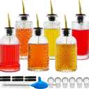 Coffee Syrup Dispenser Bottles Set 6 Pack 7 OZ, Simple Small Glass Syrup Bottles for Coffee Bar with Metal Pour Spout Ideal for Coffee Syrups, Honey