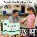 70 Count Natural Mosquito Repellent Wipes, Portable Travel-Size Insect Bug Repellent Wipes in Resealable Pouches, 10 Wipes per Pack, for Camping, Hiking, Travel, Patio Outdoor Protection