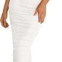 PRETTYGARDEN Womens 2026 Summer Off The Shoulder Dress Ruched Bodycon Sleeveless Split Cocktail Party Maxi Dresses (Medium, White)