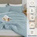 Quataly Oversized Queen Comforter Set Mist Blue,Extra Length Fit for Thick Mattresses,3PCS Seersucker Bedding Comforter for All Season, Oversized Queen Size(98''98'' Comforter & 2 Pillowcases)