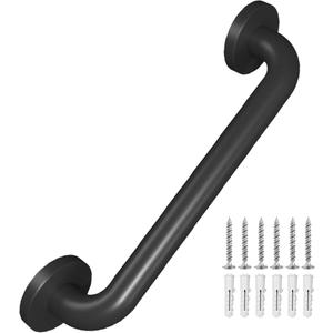 Metal Industrial Stairs Grab Bars Wall Mounted Handrail Staircase Steps Safety Bar Indoor Exterior Outdoor Deck Hand Rail Matte Black Frame Pipe Handle for Elderly (24 Inch, Pack of 1)