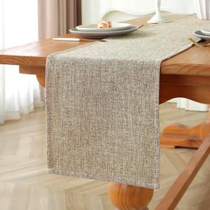 Laolitou Light Brown Table Runners 72 Inches Long, Burlap Linen Texture Farmhouse Boho Table Runner, Rustic Dining Table Decor Long (13x72 Inches, Light Brown)
